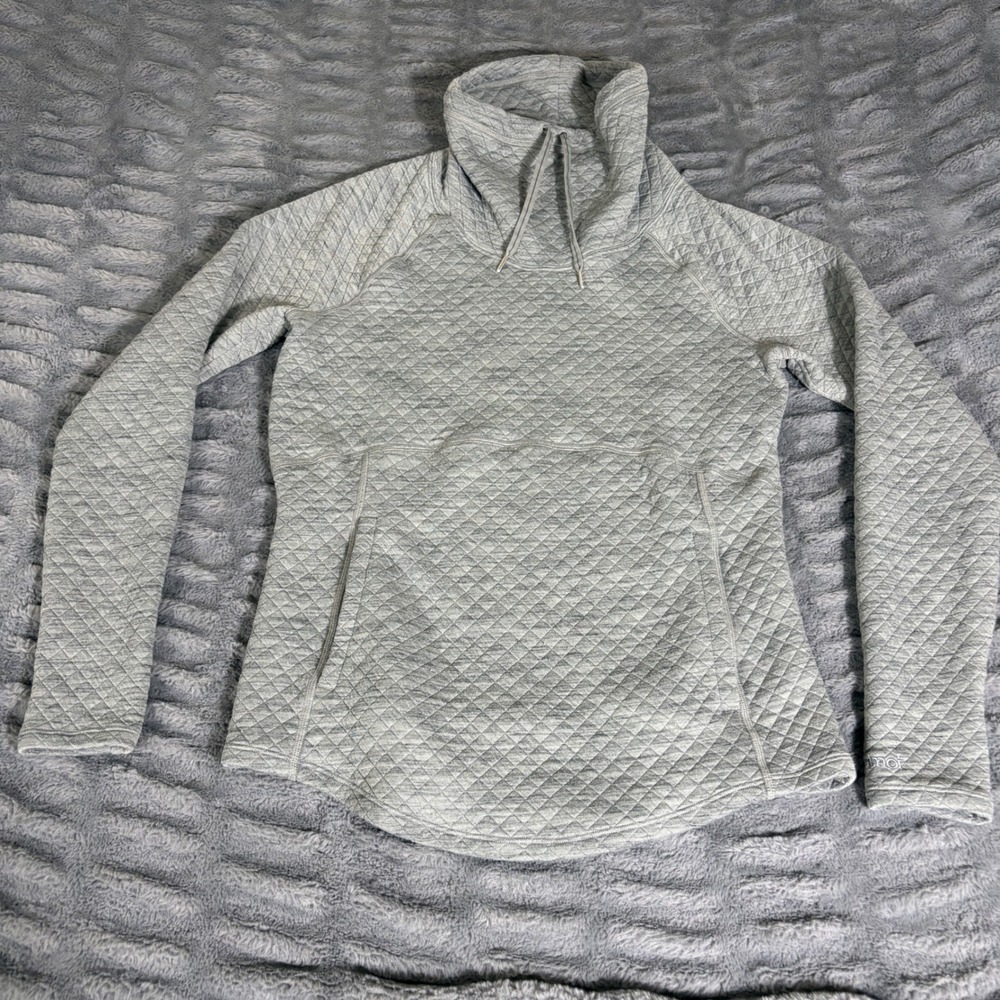 Marmot Womens Quilted Funnel‎ Neck Pullover Heather Gray Thumbholes Size M AQ280